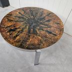 Vintage Tegeltafel Rond, Keramiek, Salontafel, Fatlava thumbnail 6