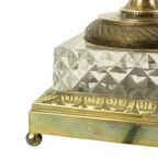Empire Tafellamp Geslepen Kristal Diamantpatroon Verguld Brons thumbnail 6