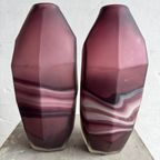 Amethyst And White Swirl Glass Vase Set thumbnail 9
