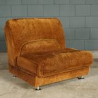 Midcentury Modulaire Bank – Bruine Ribstof – Jaren 70 thumbnail 9