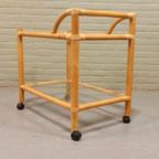 Vintage Boho Bamboe En Glas Trolley Barcart Serveerwagen thumbnail 4