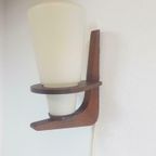 Vintage Scandinavische Wandlamp Teak Melkglas Mid Century 60 thumbnail 11