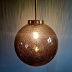 Grande Suspension En Laiton Et Verre Fumé Bullé, 1970 thumbnail 15