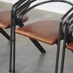 Leuke Set Van 4 Jaren 70 Design Eetkamerstoelen Met Leren Zitting En Metalen Frame thumbnail 12
