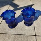 Large Vintage Spanish Cobalt Blue Glass Vases, Height 43 X Deep 35, Set Of 2. thumbnail 7