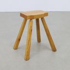 Vintage Low Stool In Wood, 1960S thumbnail 2