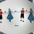 Vierkante Vintage Figgjo Flint Schaal / Serveerschaal, Hardanger Dancers Norge thumbnail 6