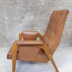 * Vintage Fauteuil Easy Chair Jaren 60 Cognac Skai thumbnail 3