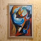 Mid Century Schilderij Geleefd Kunst Op Doek thumbnail 2