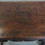 Charmante En Veelzijdige Gesigneerde Antieke Engelse Eikenhouten Joint Stool/ Kruk/ Bijzettafel thumbnail 7