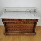 Vintage Frans Dressoir Commode, Ladekast Badkamermeubel Met Marmer Blad 113 thumbnail 5