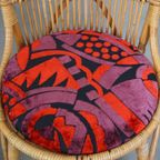 Set Van 4 Subtiele En Charmante Vintage Jaren ’60 Rotan Boho Stoelen Met Gestoffeerde Zitting thumbnail 10