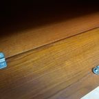Kleine Vintage Houten Klepkastje Met Stalen Frame Op Wielen, Jaren 70 thumbnail 8