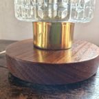 Mid-Century Bedlamp Van Teak, Messing En Glas thumbnail 3