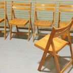 Set Van 5 Vintage Houten Klapstoelen Stoelen thumbnail 2