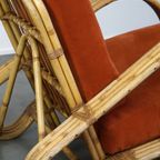 Luxe Vintage Boho Jaren ’50 Rotan Design Fauteuil Met Geveerde Kussens En Een Geweldig Zitcomfort thumbnail 11