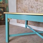 Salontafel In Turquoise Met Goud Patronen thumbnail 3