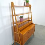 Teak Fineer Kast Uit Zweden Met Lades, Legplank En Uitschuifbare Plank thumbnail 5