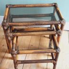 Vintage Bamboe Nesting Tables Rookglas thumbnail 6