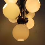 Chromen Vintage Hanglamp Met 9 Witte Glazen Bollen, Jaren, 60 thumbnail 22