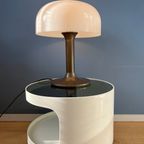 Bruine En Witte Space Age Mid Century Mushroom Tafellamp thumbnail 2