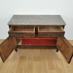 Vintage Frans Dressoir Commode, Ladekast Badkamermeubel Met Marmer Blad 114 thumbnail 8