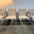 Vier Arco Frame Eetkamerstoelen, Crème Bekleding, Burkhard Vogtherr thumbnail 5