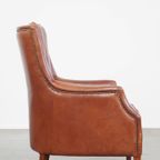 In Goede Staat Verkerende, Tijdloze En Correcte Comfortabele Rundleren Fauteuil/armchair thumbnail 5