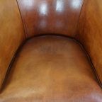 Schapenleren Clubfauteuil Met Een Correcte Afwerking Met Siernagels, In Goede Staat thumbnail 7