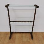 Vintage Antieke Houten Handdoekenrek Badkamer Rek thumbnail 2