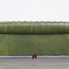 Comfortabele, Groene, Rundlederen Ruime 3 Zits Engelse Chesterfield Bank thumbnail 4