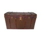 Les Hirondelles Bruxelles - Steamer Trunk With Compartments - Mounted On Wheels - Leather Handles thumbnail 3