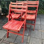 Klapstoelen Mid Century Rood, Set Van 5 thumbnail 6