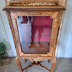 Klassieke Rozen Fineer 1-deurs Vitrine, Servieskast. thumbnail 4