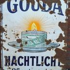 Antiek Emaille Bord Gouda Nachtlicht, 25 Cents Per Doosje. thumbnail 7