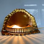 Unieke Vintage "Open Haard" Tafellamp Van Koper & Messing thumbnail 3