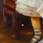 Charmant Schilderij Jong Meisje Gouden Lijst Lady Sybil Primrose thumbnail 8