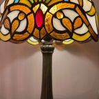 2 Stuks Art Nouveau Tiffany Stijl Tafellampje Glas In Lood Groot thumbnail 4