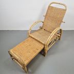 Vintage Boho Rotan Ligstoel Lounge Chair '60 Verstelbaar thumbnail 6