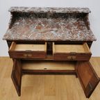 Vintage Frans Dressoir Commode, Ladekast Badkamermeubel Met Marmer Blad 209 thumbnail 7