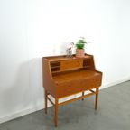 Zweeds Teak Secretaire Met Lades En Uitschuifbaar Blad, Bureau thumbnail 8