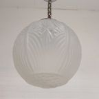 Art Deco Hanglamp Met Ronde Bol Met Geometrische Patronen, Jaren 30 thumbnail 4
