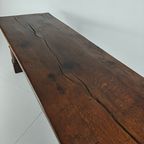 Massief Engelse Eikenhouten Eettafel – 20e Eeuw Met Prachtige Nerf En Patina thumbnail 10