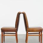 Set Van 6 Comfortabele, Statige Eetkamerstoelen Van Schapenleer thumbnail 6