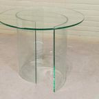 Vintage Ronde Glazen Bijzettafel, Postmodern thumbnail 4