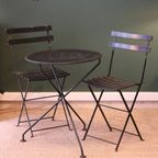 Vintage Donkergroene Metalen Bistroset thumbnail 7