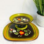 Retro Herbolzheim Keramik Etagère En Cakeschaal Groen thumbnail 3