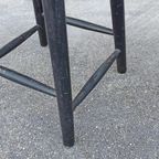2 X Vintage Houten Kruk, Zwart, P/p/s thumbnail 17