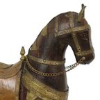 Vintage Houten Paard Belegd Met Koper Messing Beeld Sculptuur India 26Cm thumbnail 10