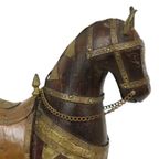Vintage Houten Paard Belegd Met Koper Messing Beeld Sculptuur India 26Cm thumbnail 12